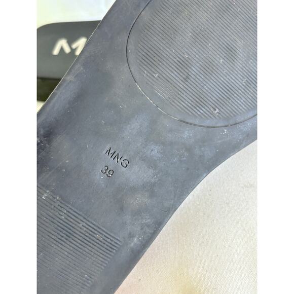 MNG Square Toe Puffy Thong Sandals 9 39 Black 90s Y2K Flip Flops Platform - Picture 5 of 5